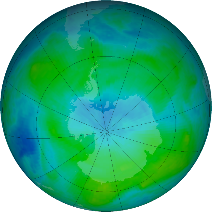 Antarctic ozone map for 18 February 1988